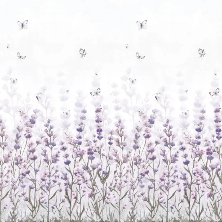 Tapeta Lawendowa Łąka green – tapeta z lawendą do pokoju dziecka