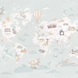 Tapeta Wanderlust Mint – tapeta z mapą świata do pokoju dziecka