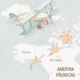 Tapeta z mapą świata Wanderlust Mint – detal z samolotem