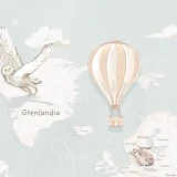 Tapeta z mapą świata Wanderlust Mint – detal z balonem