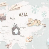 Tapeta z mapą świata Wanderlust Mint – detal z Azją