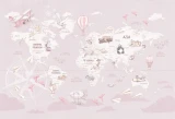 Tapeta z mapą świata – cały wzór Wanderlust Sweet Lavender