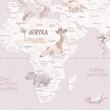 Tapeta z mapą świata Wanderlust Sweet Lavender – detal z Afryką