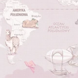 Tapeta z mapą świata Wanderlust Sweet Lavender – detal z Ameryką Południową