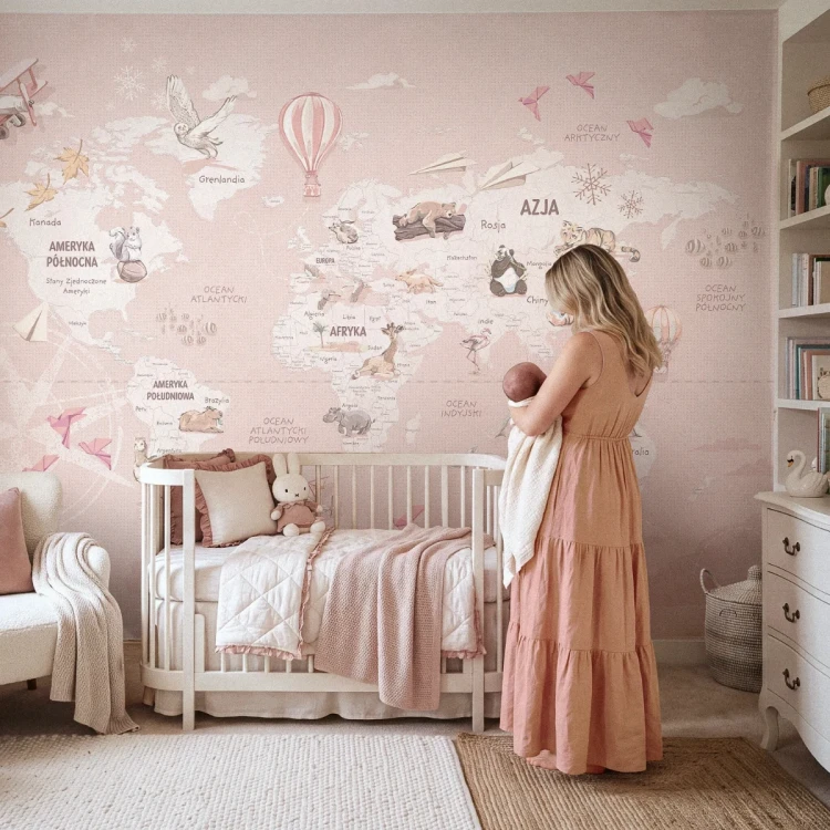 Tapeta z mapą świata Wanderlust Desert Rose w pokoju dziecka