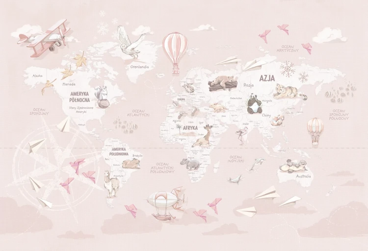 Tapeta z mapą świata – cały wzór Wanderlust Desert Rose