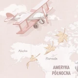 Tapeta z mapą świata Wanderlust Desert Rose – detal z samolotem