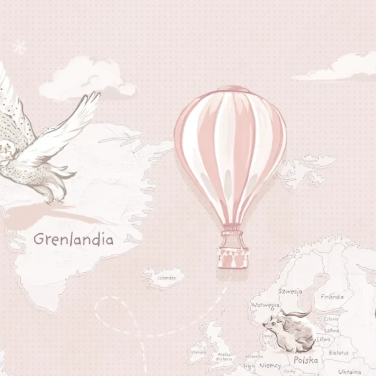 Tapeta z mapą świata Wanderlust Desert Rose – detal z balonem
