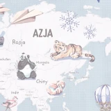 Tapeta z mapą świata Wanderlust Blue – detal z Azją