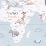Tapeta z mapą świata Wanderlust Blue – detal z Afryką