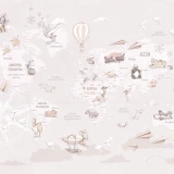 Tapeta Wanderlust Neutral – tapeta z mapą świata do pokoju dziecka