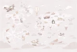 Tapeta z mapą świata – cały wzór Wanderlust Neutral