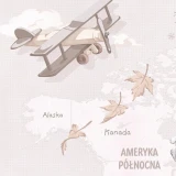 Tapeta z mapą świata Wanderlust Neutral – detal z samolotem
