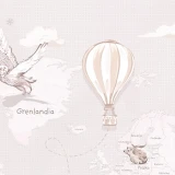 Tapeta z mapą świata Wanderlust Neutral – detal z balonem