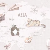 Tapeta z mapą świata Wanderlust Neutral – detal z Azją