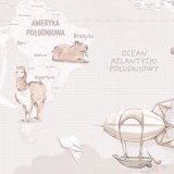 Tapeta z mapą świata Wanderlust Neutral – detal z Ameryką Południową