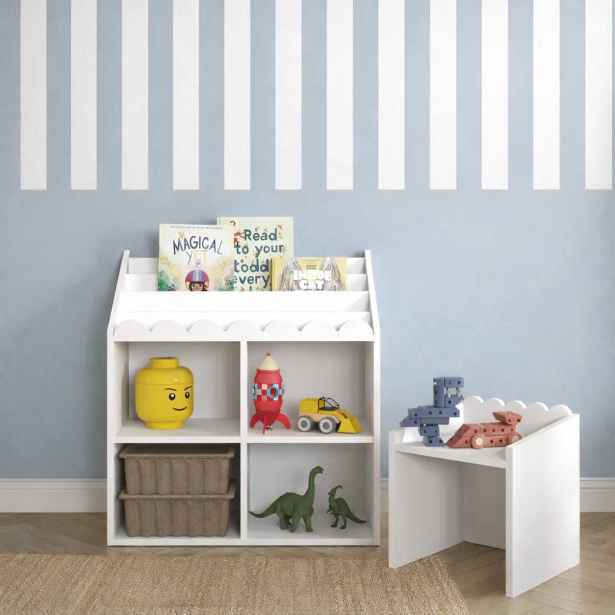 biały regał dziecięcy Bellamy Book Nook Snow na książki i zabawki