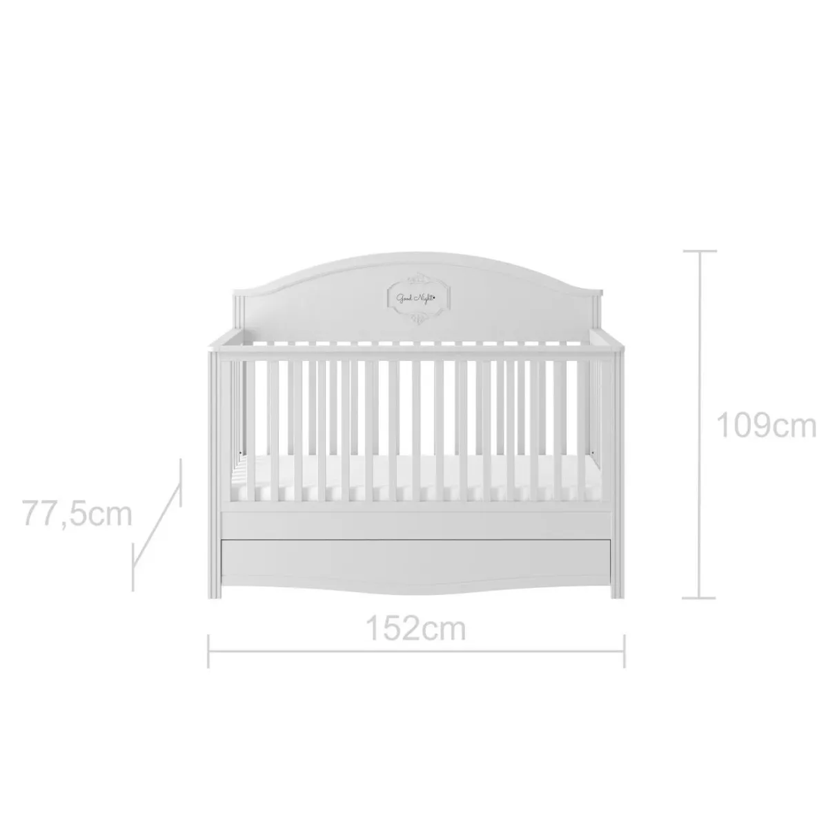 Wymiary łóżeczka dziecięcego Bellamy GOOD NIGHT 70x140
