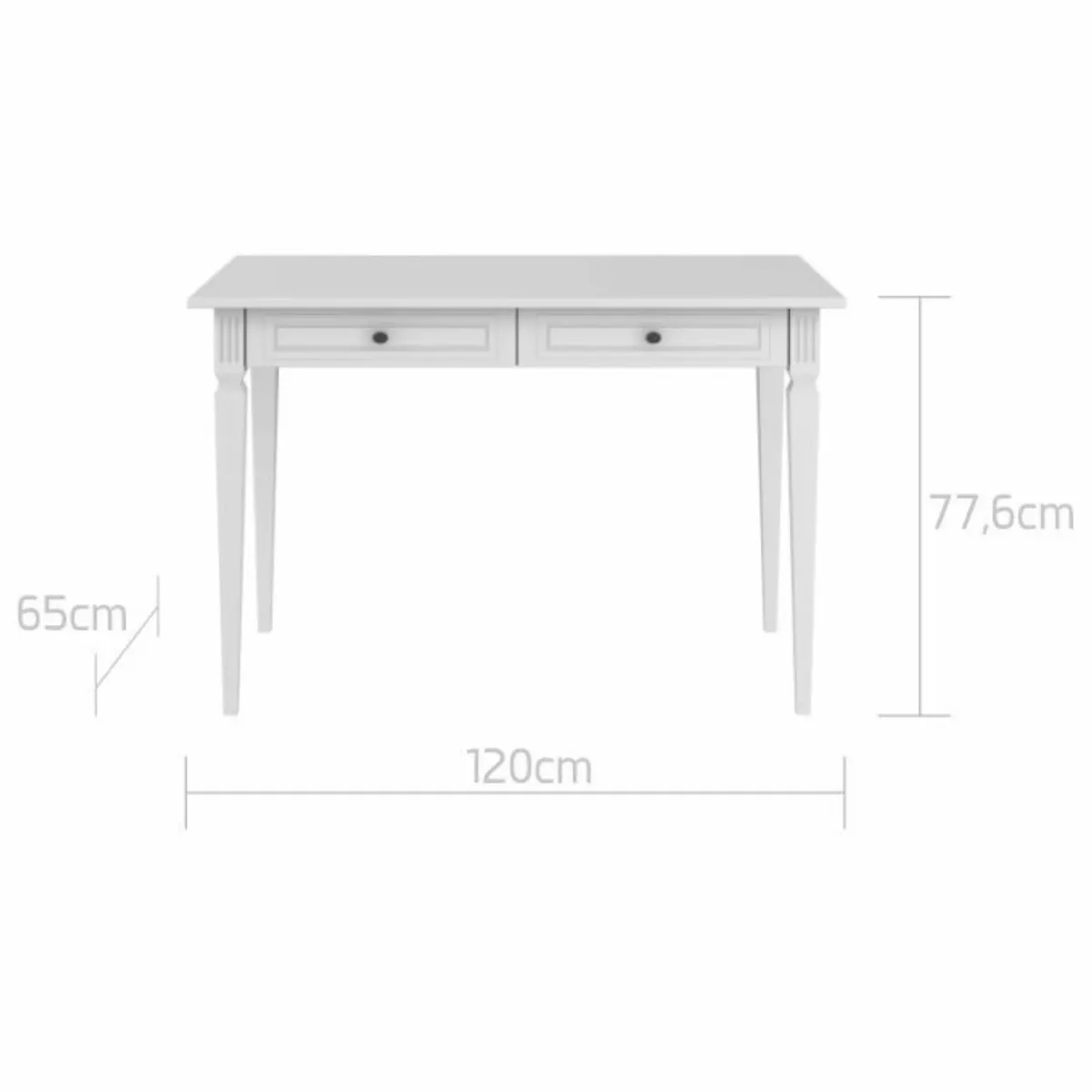 Wymiary białego biurka dziecięcego Bellamy Ines White 120x65x78 cm