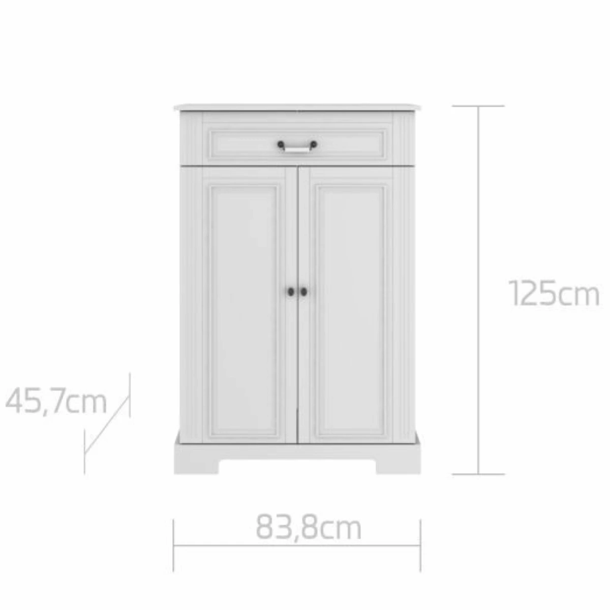 Wymiary komody oliwkowej Bellamy Ines 83,8x125x43,6 cm