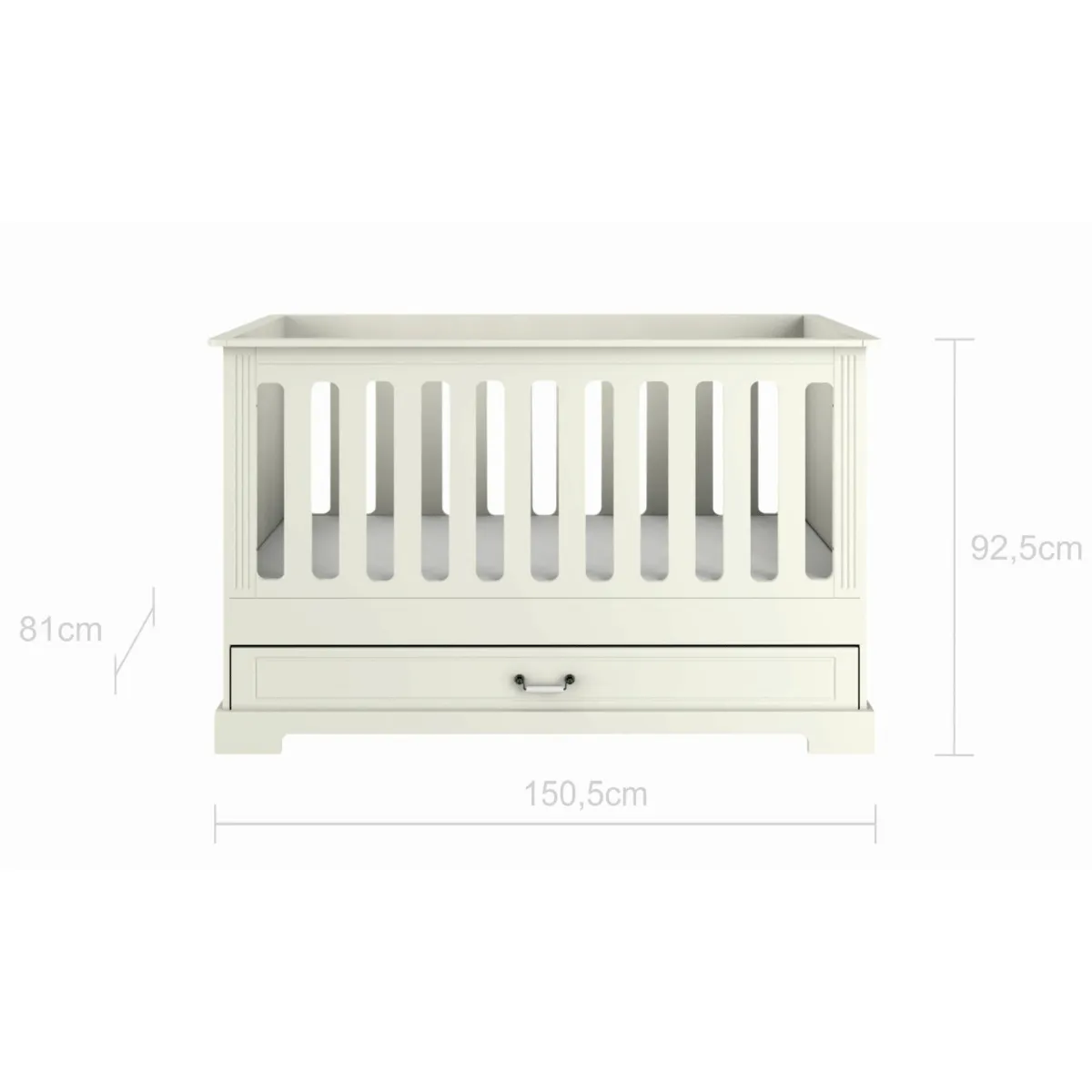 Wymiary białego łóżeczka dziecięcego Bellamy Ines White 70x140