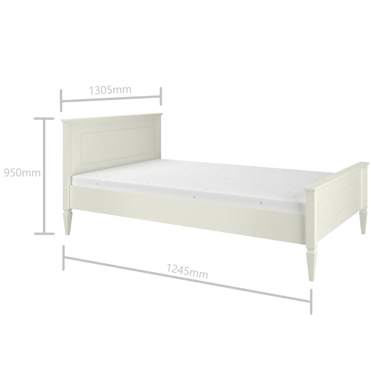 Wymiary białego łóżka dziecięcego Bellamy Ines White 120x200