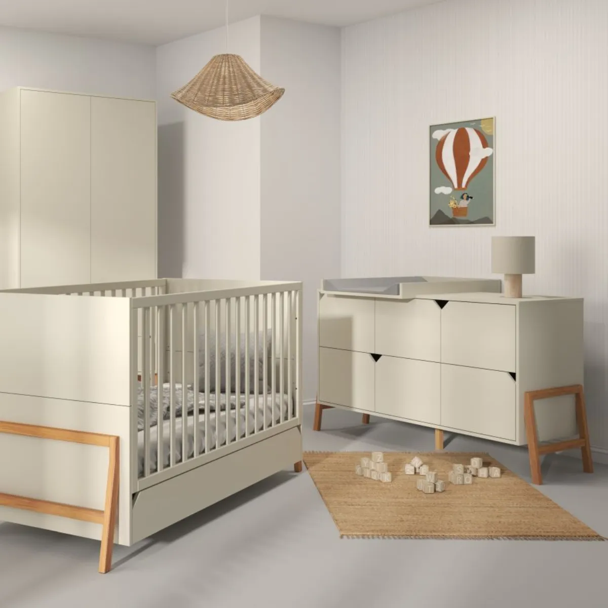 Komoda Bellamy Lotta latte w pokoju niemowlaka