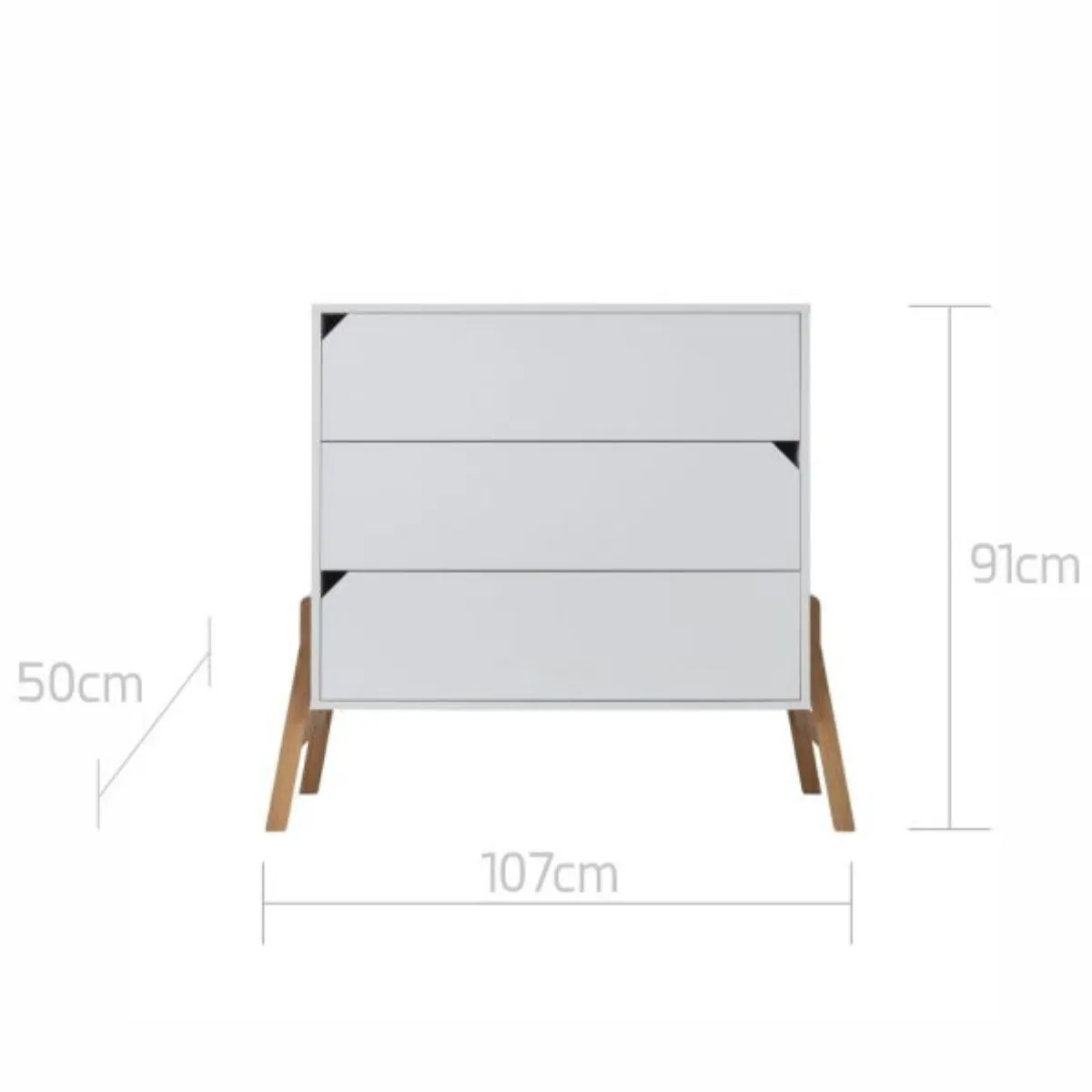 Wymiary komody dziecięcej Bellamy Lotta latte 3 szuflady