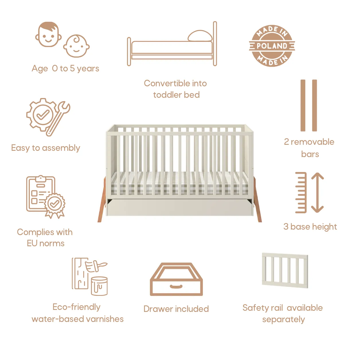 Łóżeczko Bellamy Lotta latte w pokoju niemowlaka