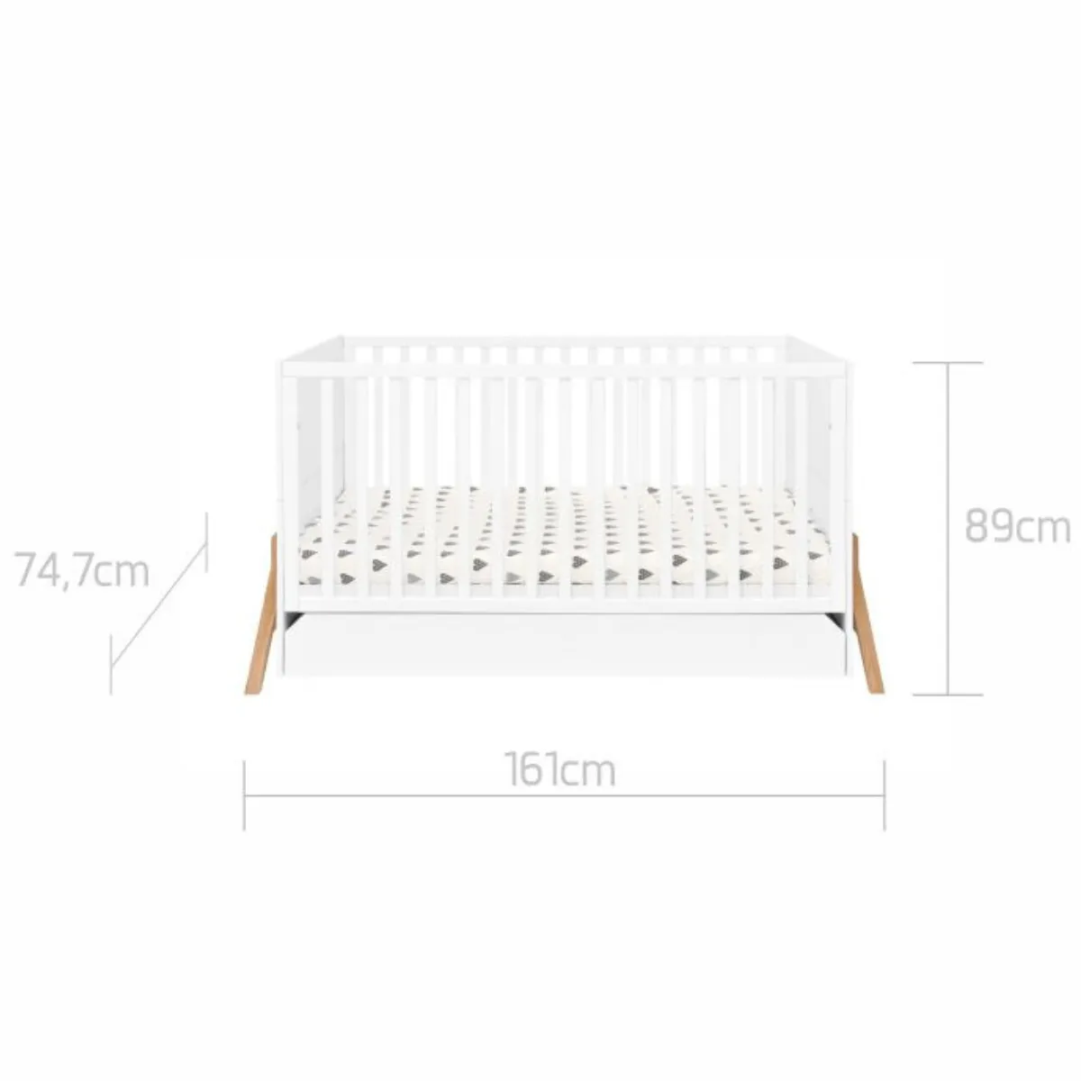 Wymiary łóżeczka dziecięcego Bellamy Lotta białe 140x70