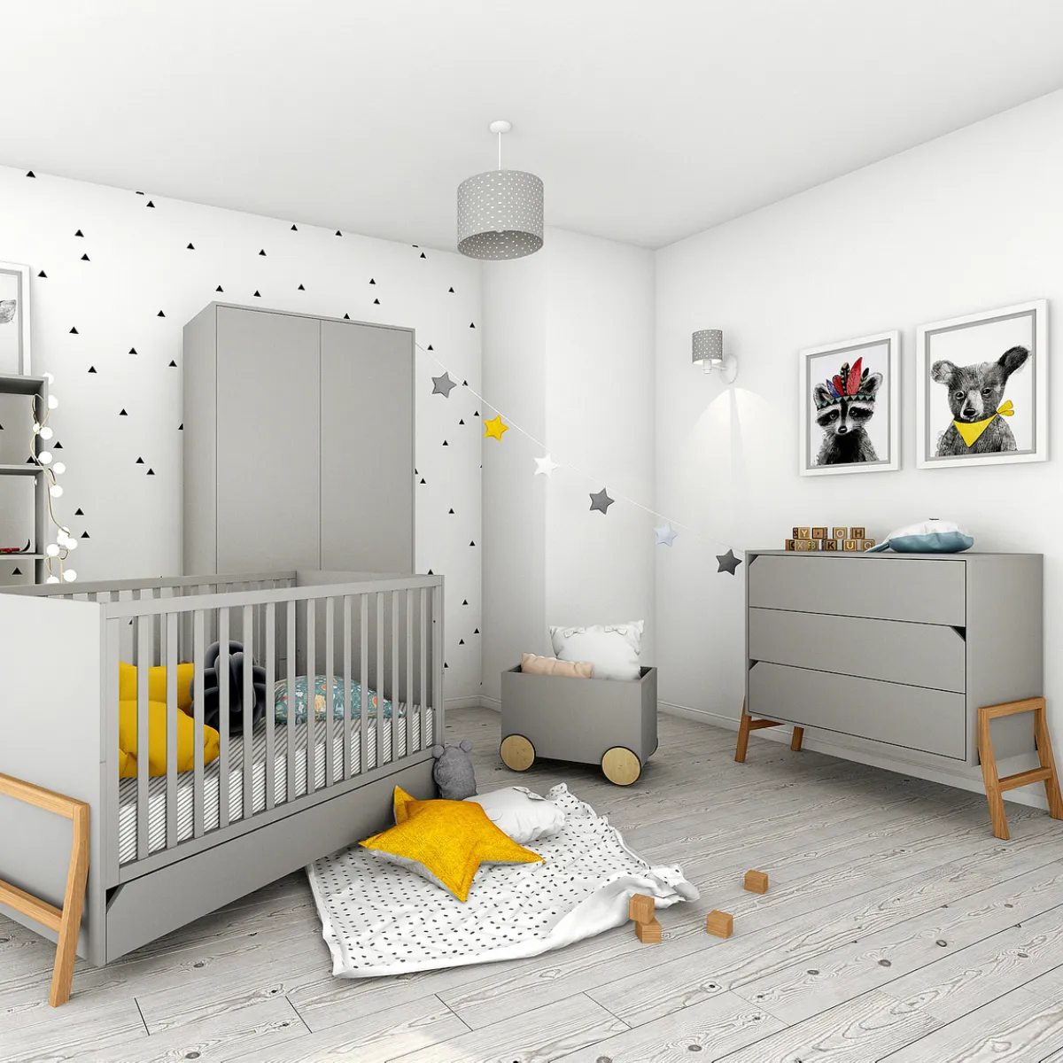 Komoda Bellamy Lotta szara w pokoju niemowlaka