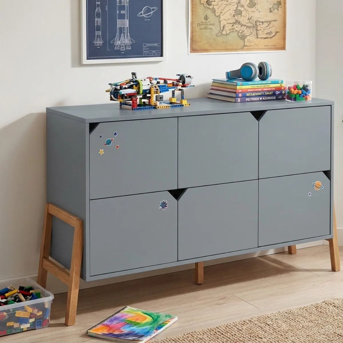Komoda dziecięca Bellamy Lotta szara w aranżacji pokoju dziecka