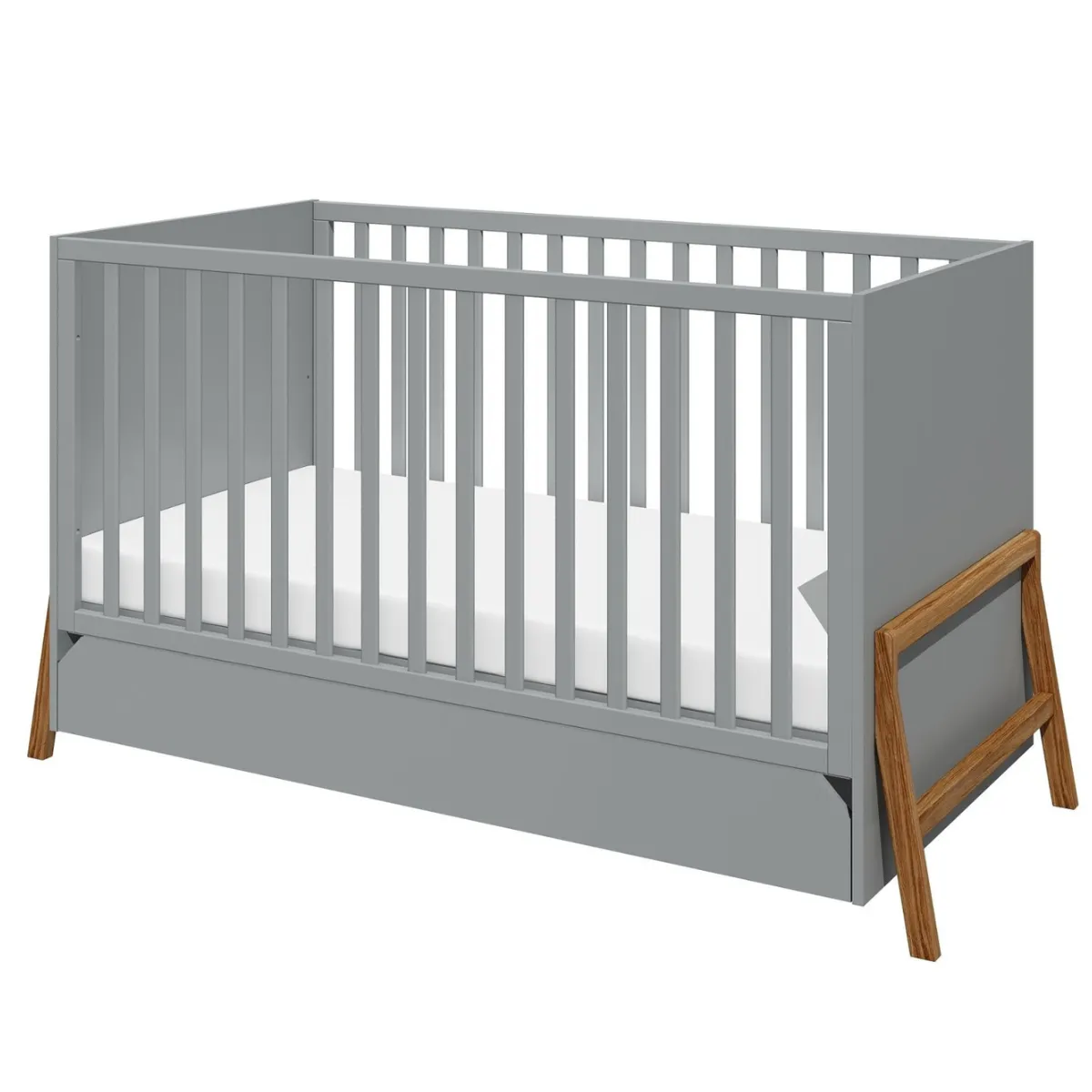 Łóżeczko dziecięce Bellamy Lotta szare z funkcją tapczanika