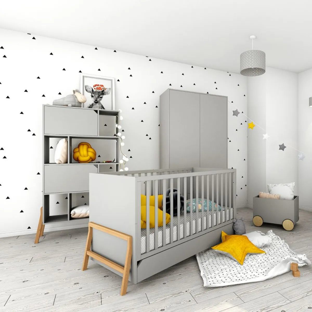 Szafa Bellamy Lotta szara w aranżacji pokoju dziecka