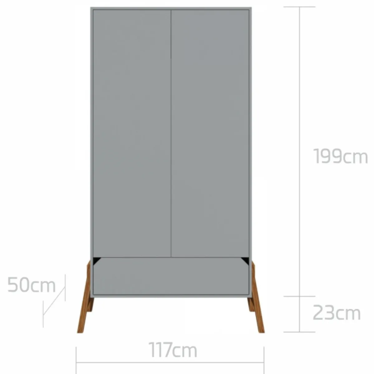 Wymiary szafy dziecięcej Bellamy Lotta szarej