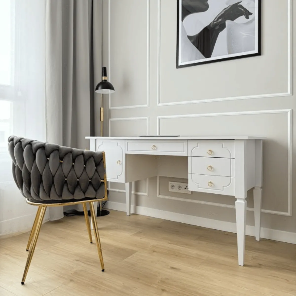 biurko dziecięce Bellamy Royal białe z szufladami i szafką