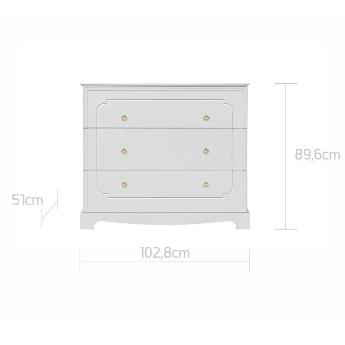 wymiary komody dziecięcej Bellamy Royal Latte 3-szufladowej