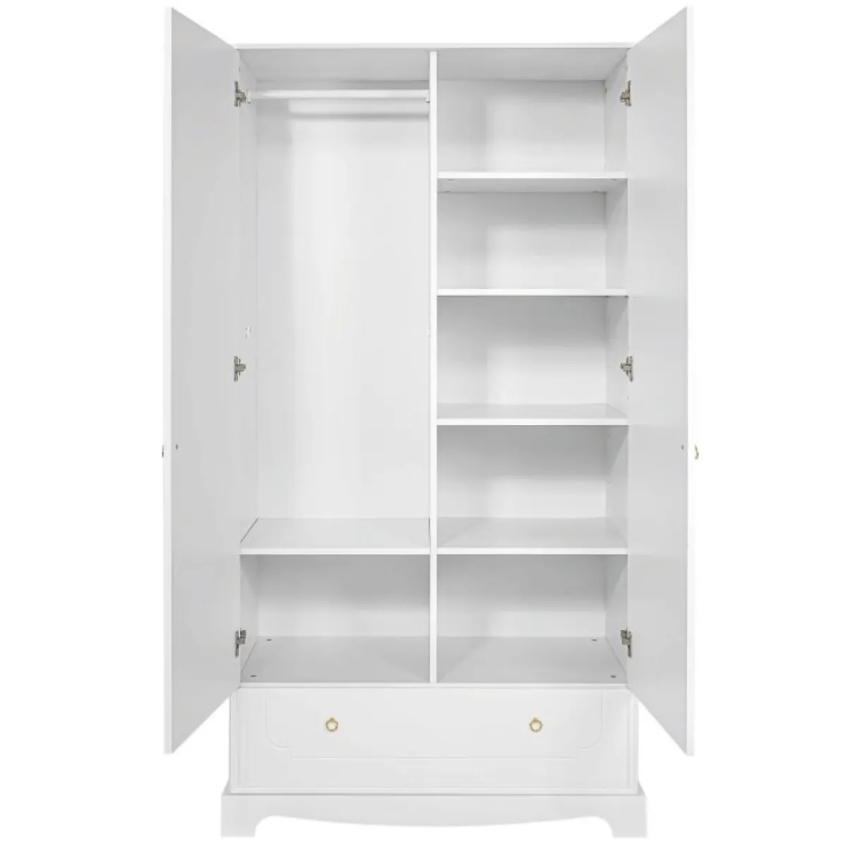 szafa dziecięca Bellamy Royal biała z półkami, drążkami i szufladą