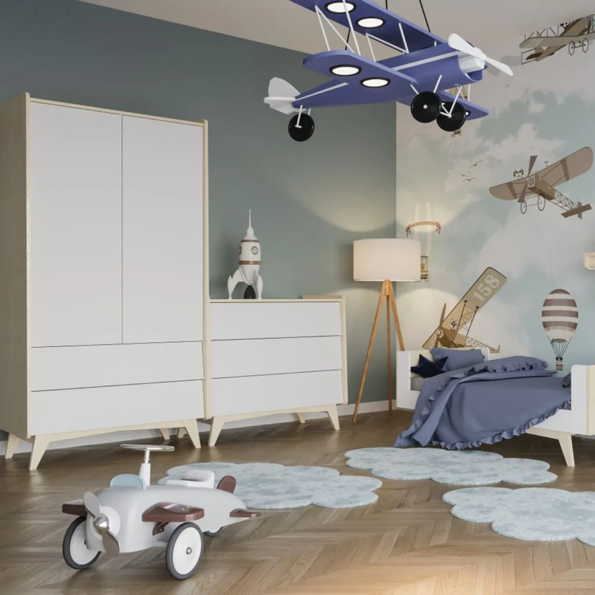 detal komody dziecięcej Bellamy So Sixty biało-brzozowej