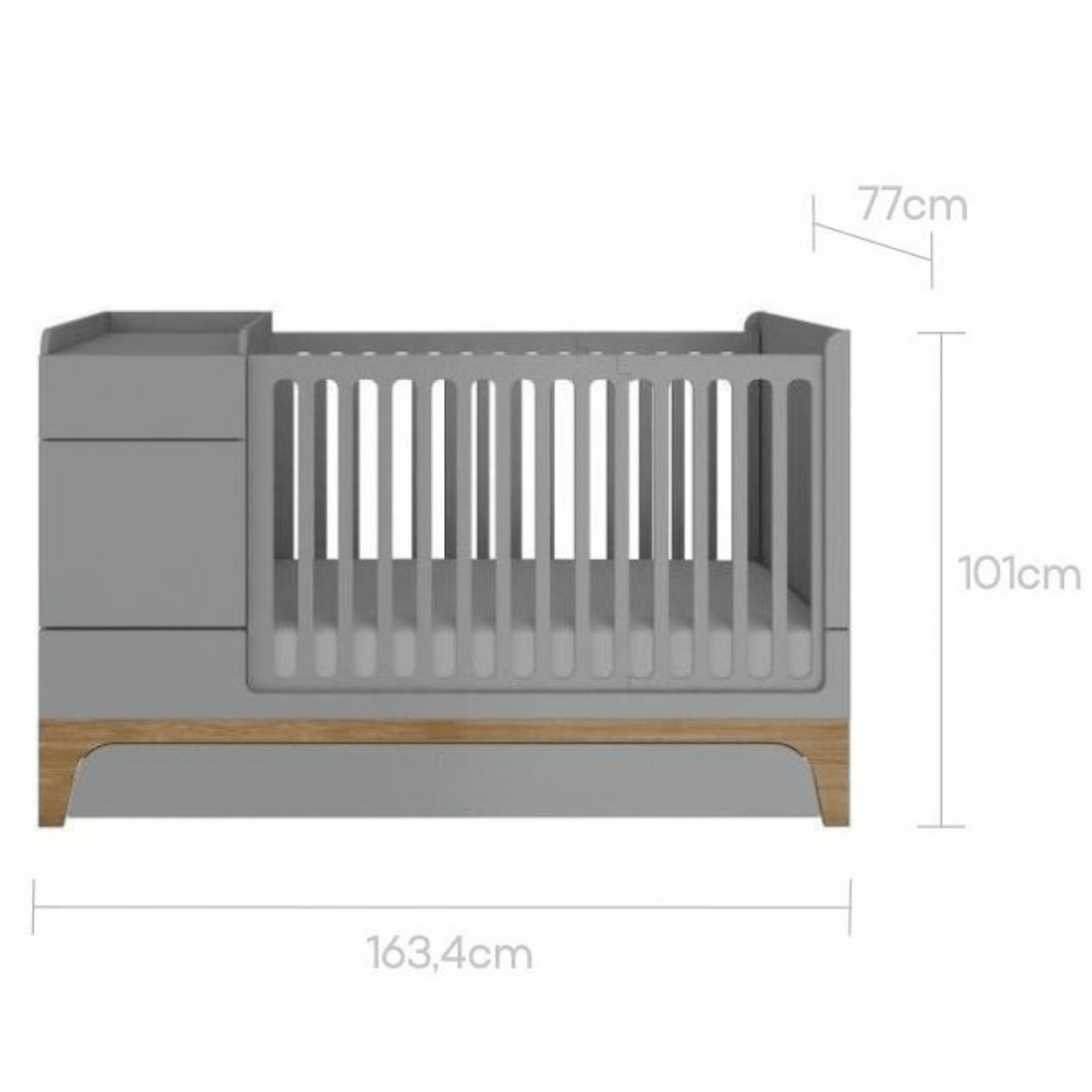 Łóżeczko niemowlęce Bellamy UP 70x120 z przewijakiem – wymiary