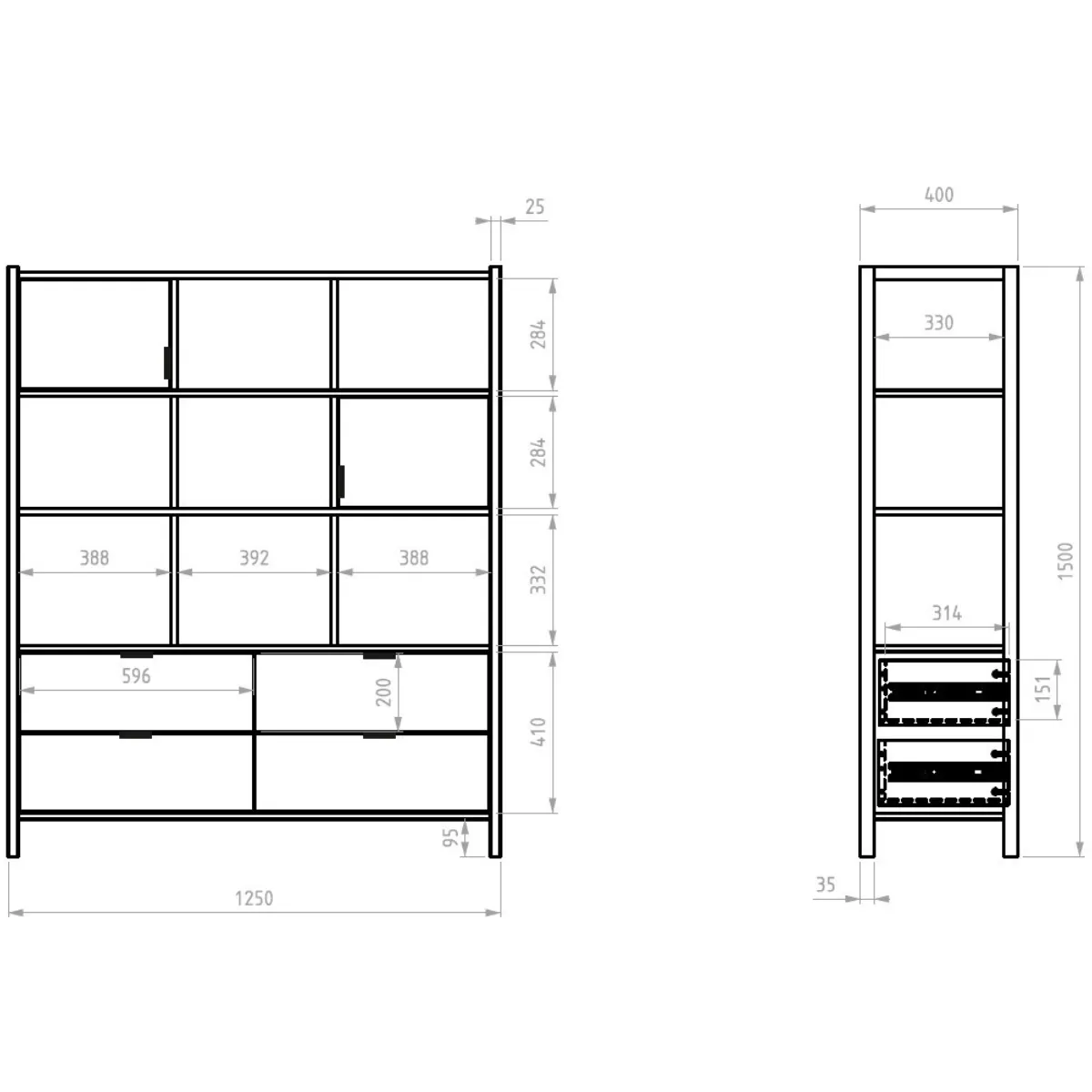 wymiary regału młodzieżowego Versa Wide 120 cm
