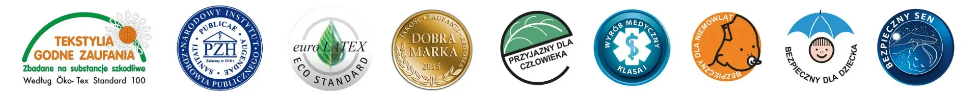 Certyfikaty i oznaczenia jakości materaca Hevea Junior Graffiti 90x200 dla dzieci