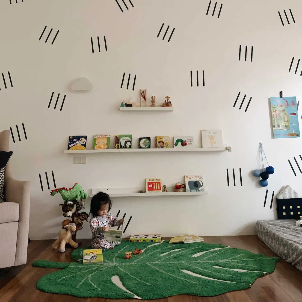 dywan bawełniany Monstera Leaf 120x160 cm do pokoju dziecka