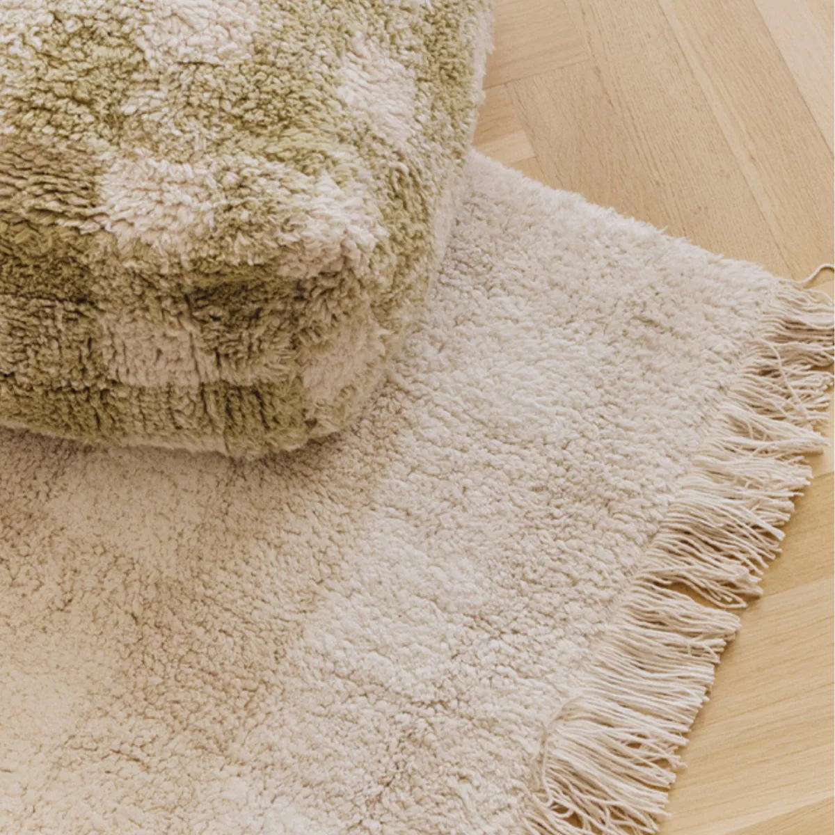 jak prać dywan bawełniany Vichy Ivory 150 x 180 cm