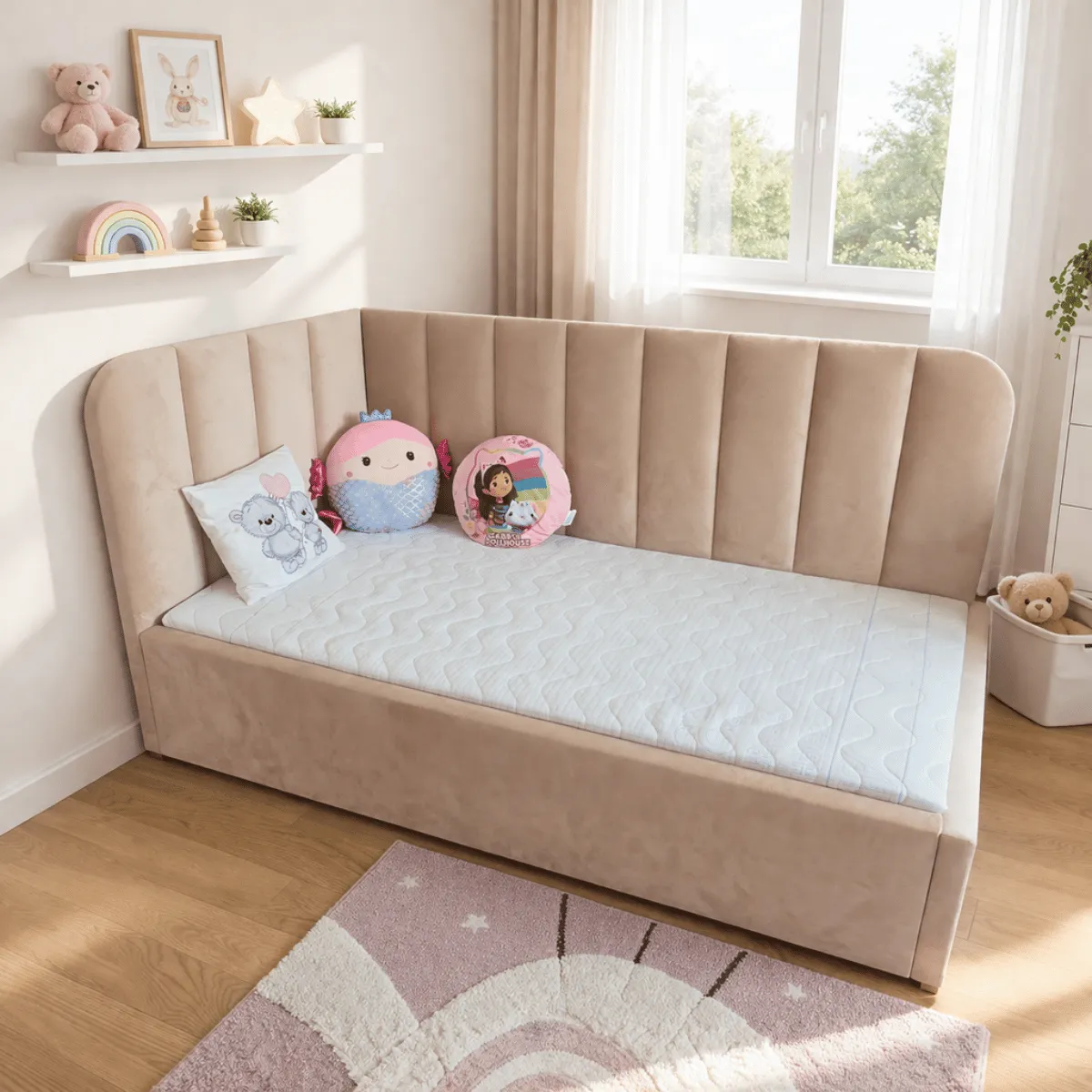 łóżko tapicerowane dla dziecka KONEKT SOFT z barierką