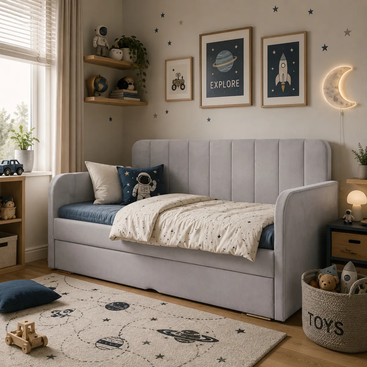 Sofa tapicerowana dla dziecka KONEKT z barierką