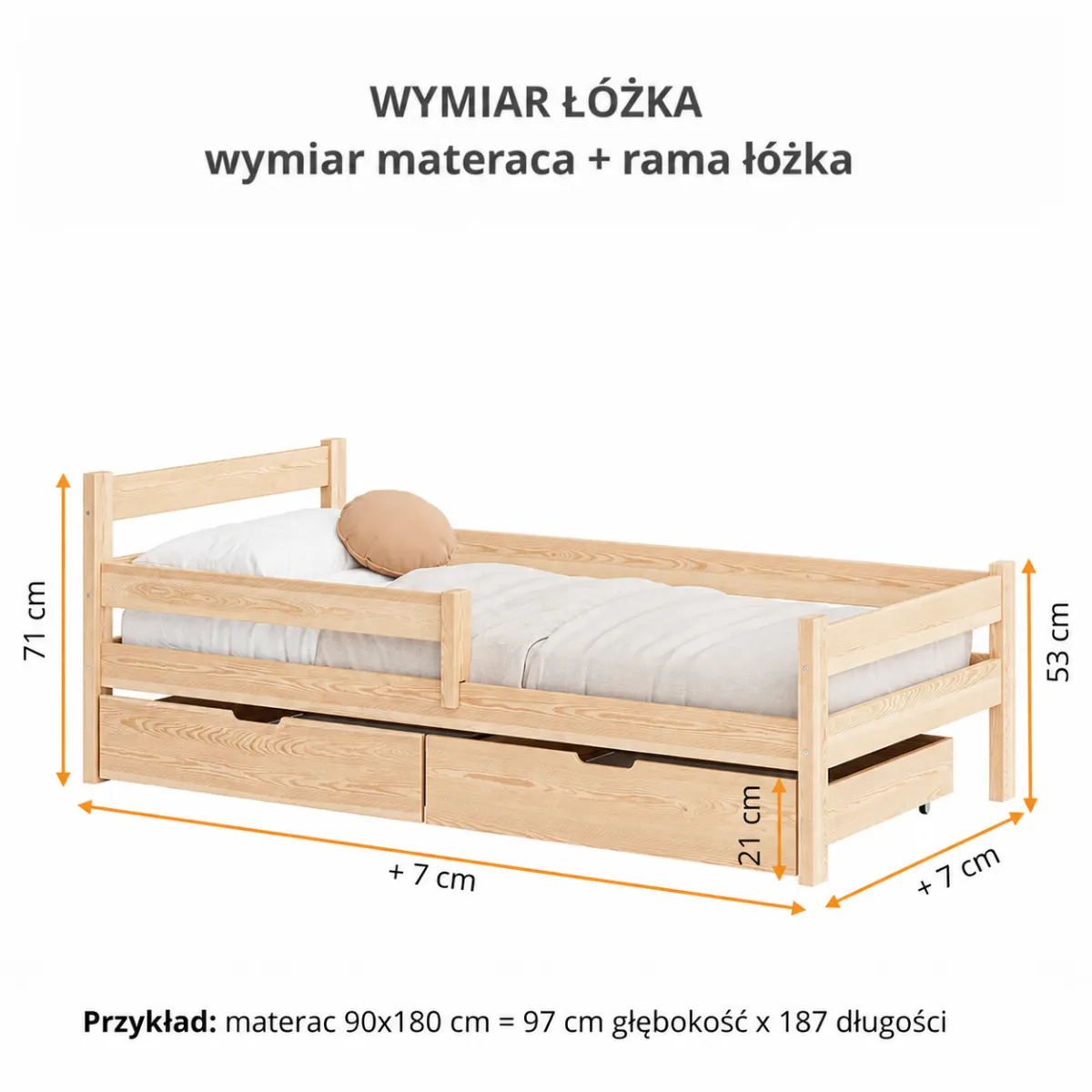 Wymiary drewnianego łóżka dziecięcego TILA