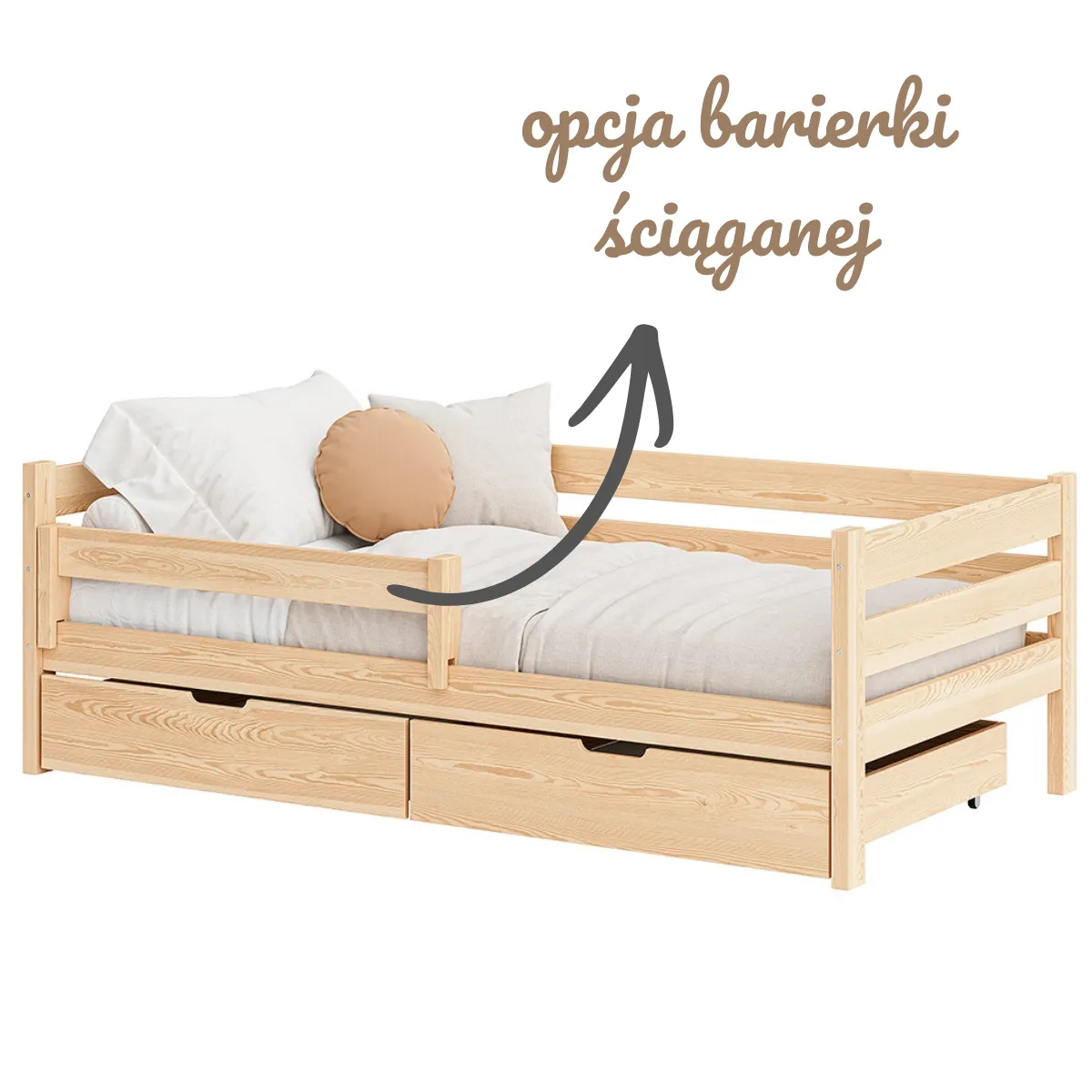 Łóżko dziecięce OTTO z opcjonalną zdejmowaną barierką