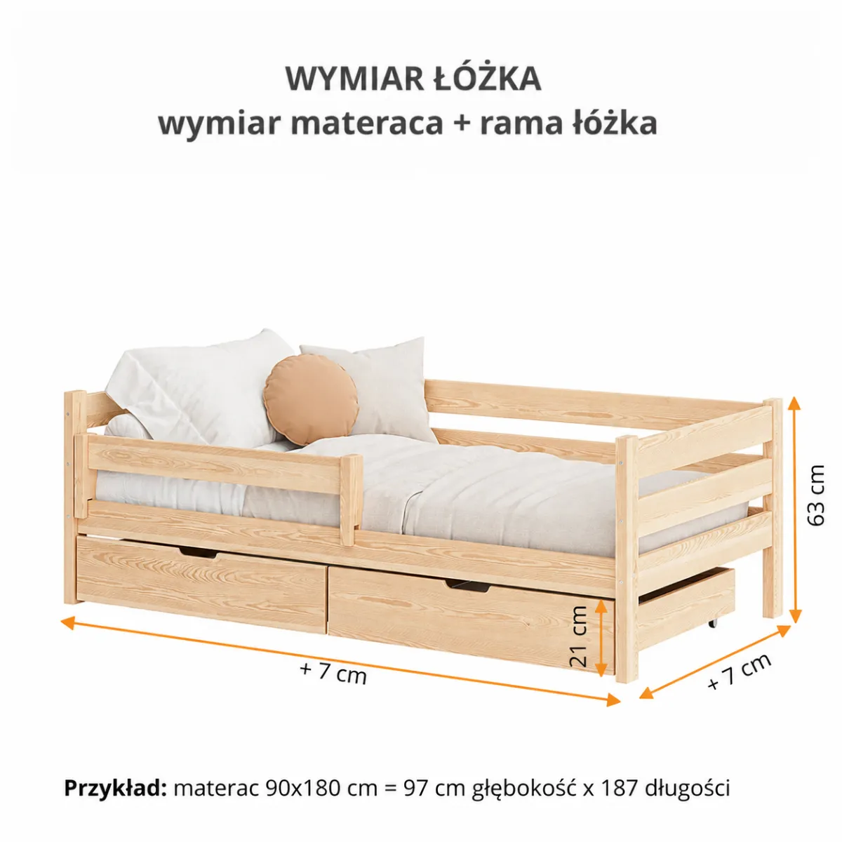 Wymiary drewnianego łóżka dziecięcego OTTO