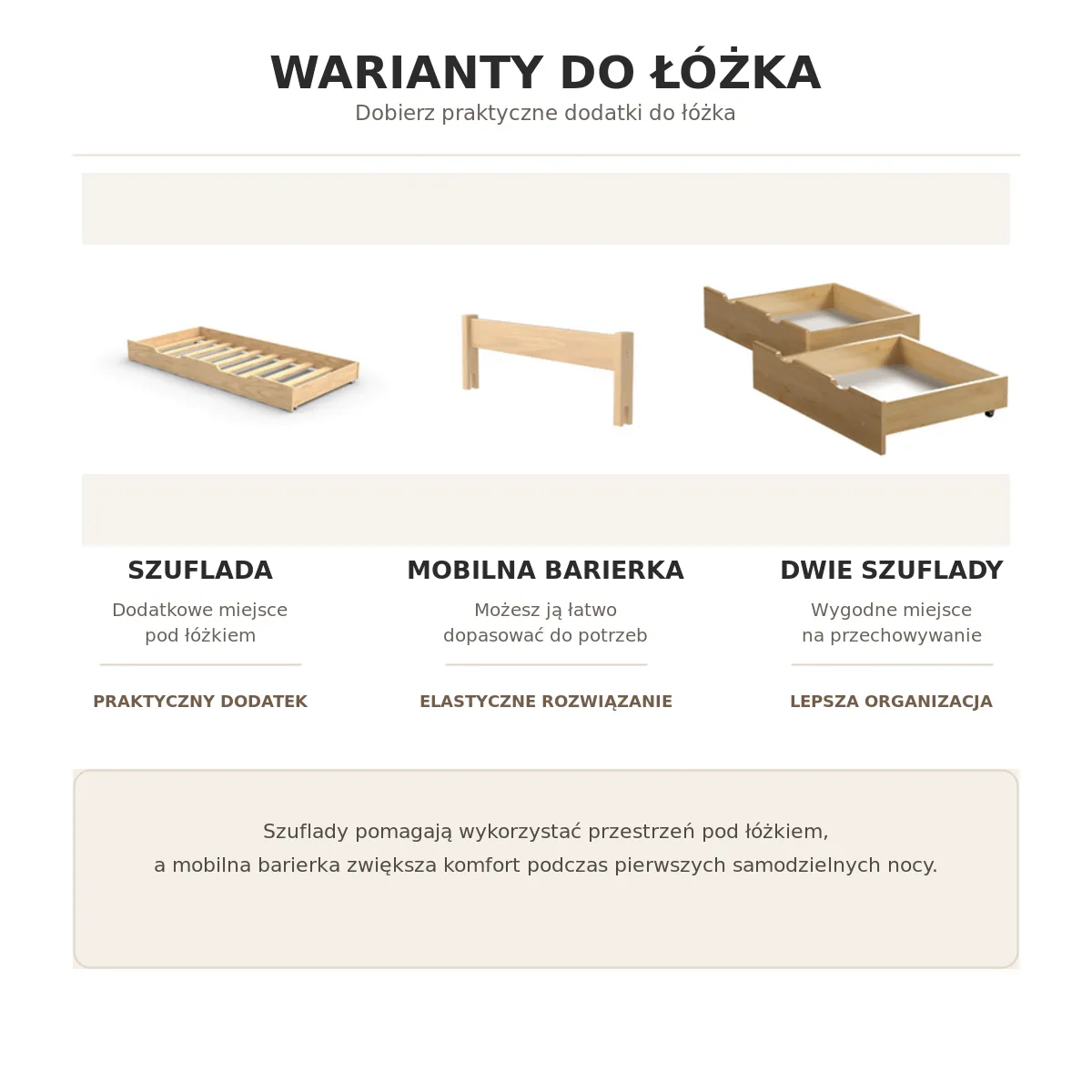 Warianty drewnianego łóżka dziecięcego TIPI